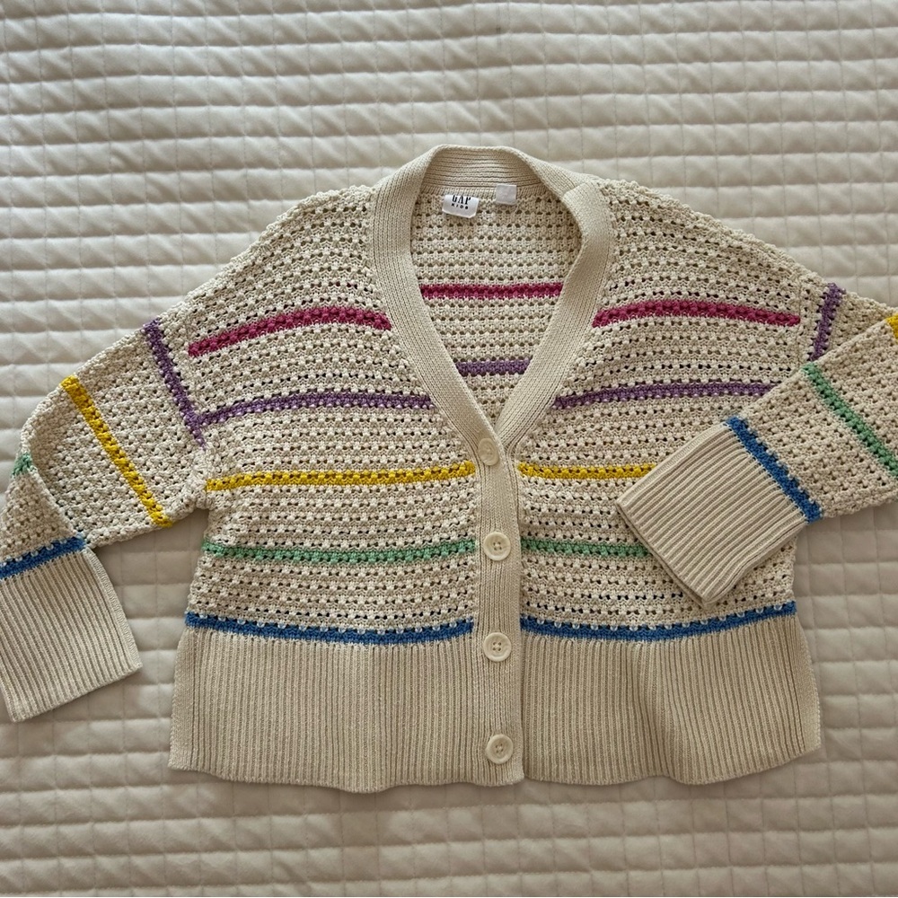 GAP Kids Cream Sweater with Multicolor Stripes